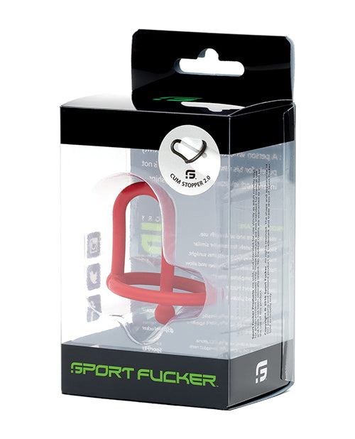 Sport Fucker Cum Stopper 2.0 in red medical-grade silicone for enhanced cock-play and delayed ejaculation