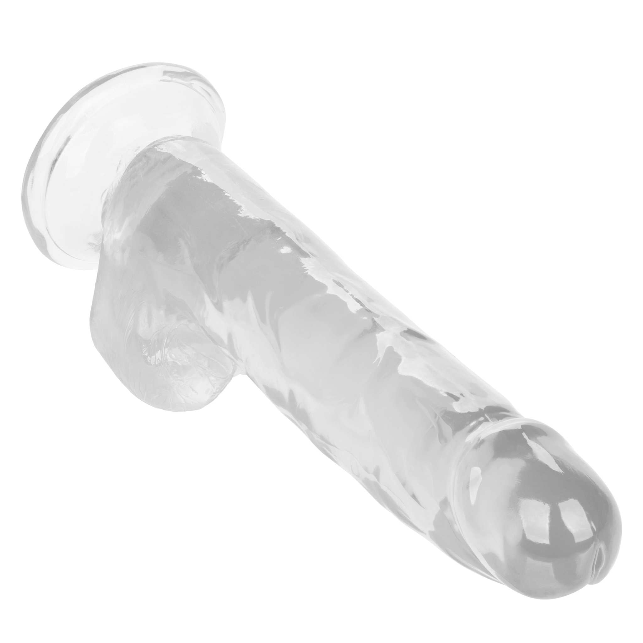 Clear Size Queen 8 inch realistic dildo with suction cup base and detailed veins for lifelike pleasure