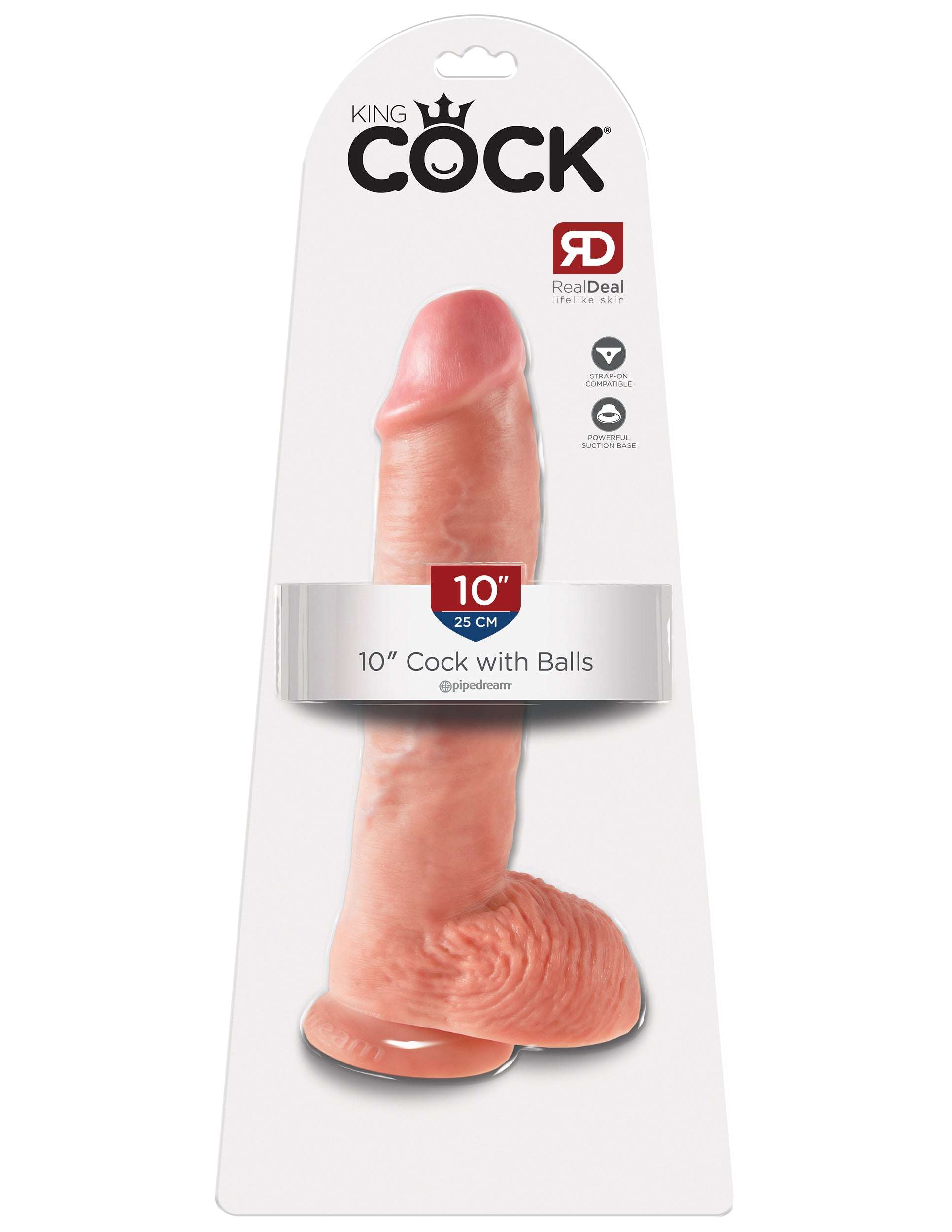 King Cock 10-Inch realistic flesh-colored dildo with suction cup base and balls.
