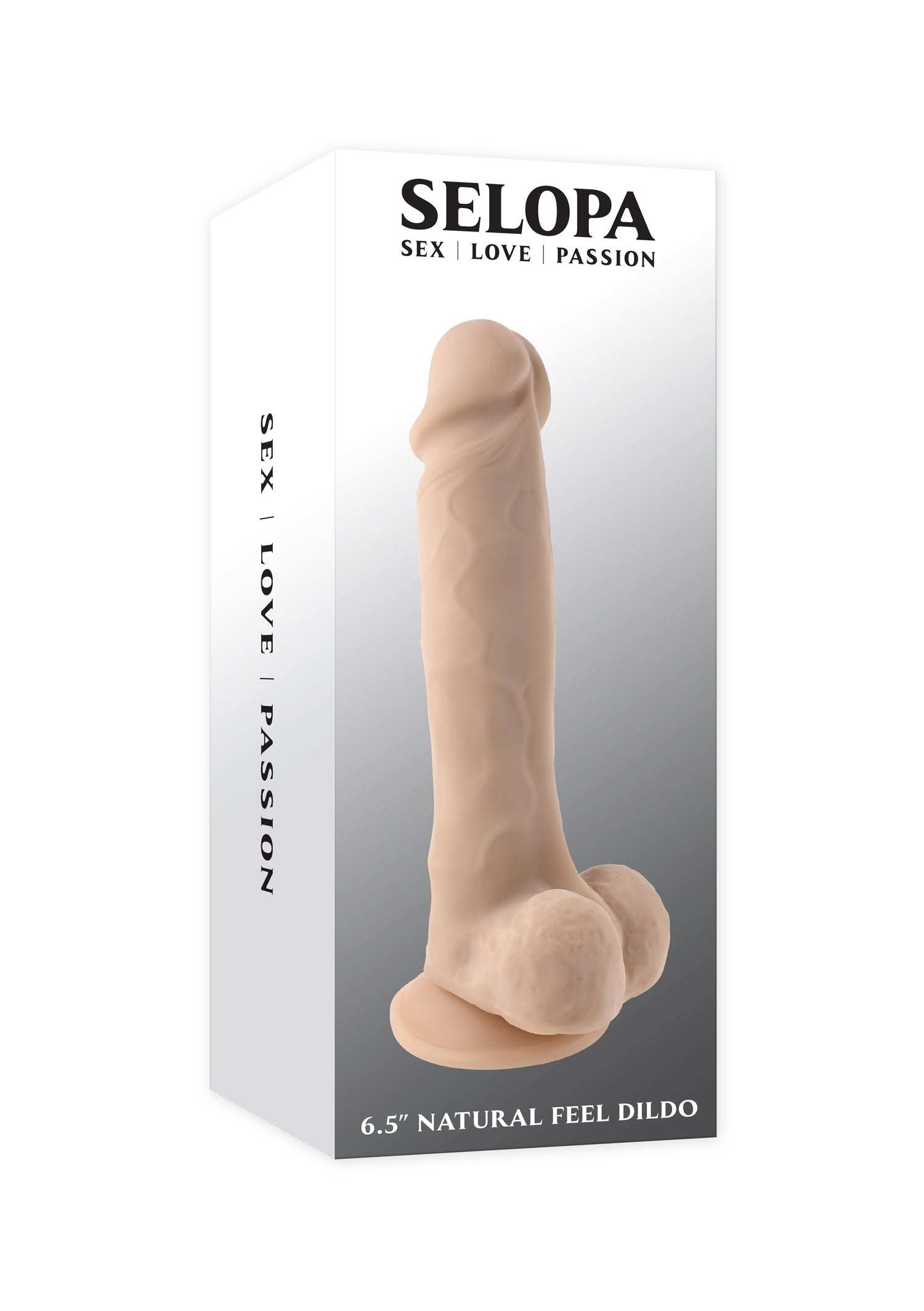 6.5-inch Natural Feel Dildo Light with realistic texture, dual-layered TPE, flexible shaft, and suction cup base in nude color