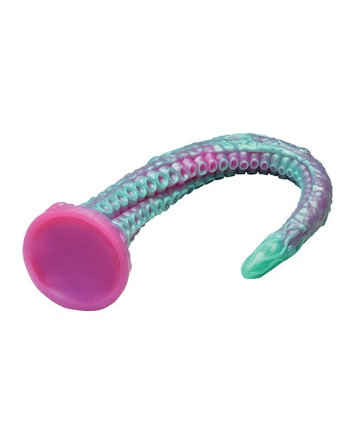Aqua-green and pink Creature Cocks Tentacle silicone dildo with suction cup base and detailed ocean-inspired textures