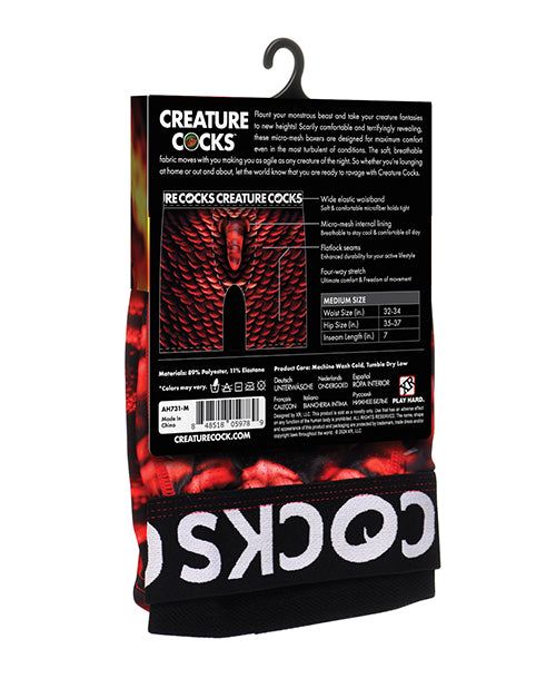 Creature Cocks monster-themed boxer shorts with scaly graphics and breathable mesh pouch for comfort and bold style