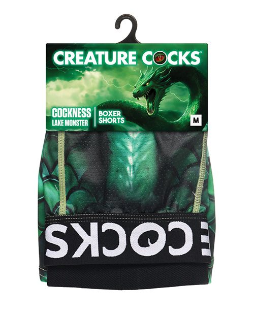Creature Cocks Creature Wear Cockness Monster Lake & Horny Devil Demon boxer shorts with scaly green monster design and supportive waistband