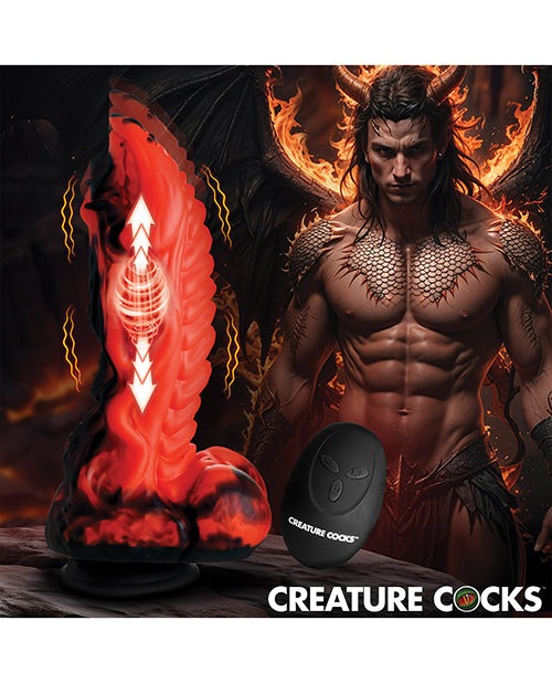 Creature Cocks Dragon Thrust red-black silicone dildo with thrusting, vibrating, suction base, and remote control