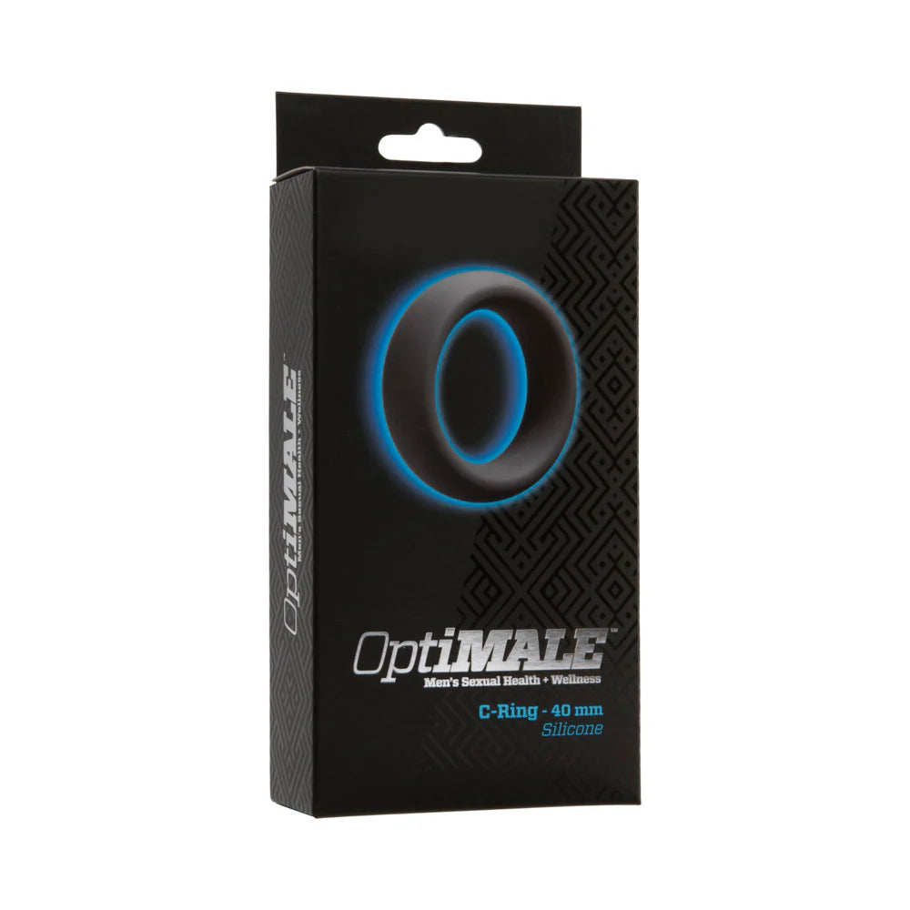 OptiMALE 40mm C-Ring Slate packaging featuring soft silicone design.