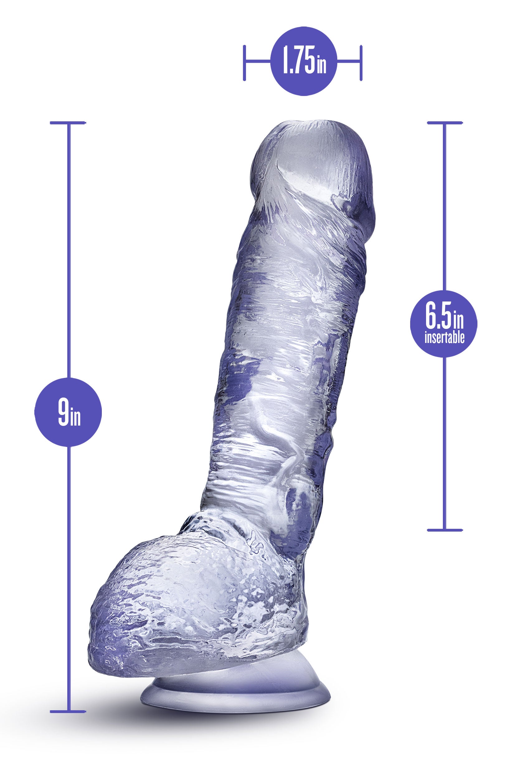 B Yours Plus Hearty n' Hefty 9 in. Dildo with Balls Clear