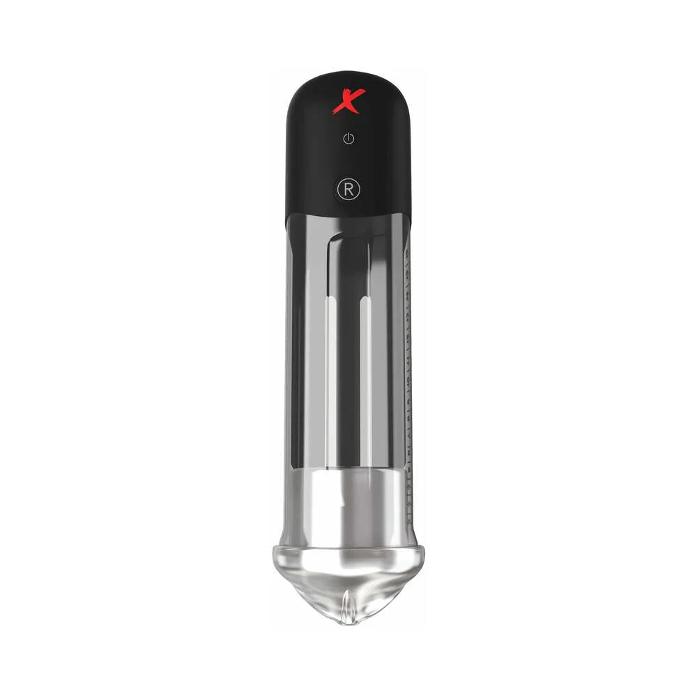 PDX Elite Blowjob Power Pump with automated suction in clear and black design.