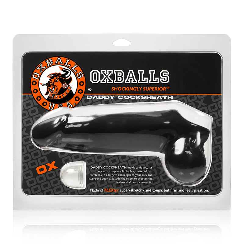 OxBalls Daddy Cocksheath packaging showcasing the textured, body-safe cock sleeve for enhancing intimate experiences.