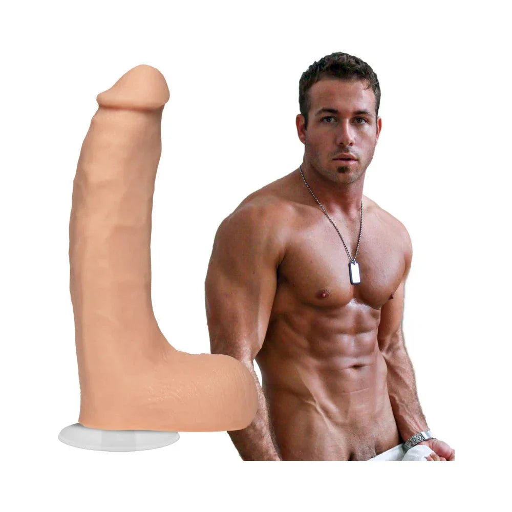 Signature Cocks Chad White 8.5 Inch ULTRASKYN dildo with removable suction cup in vanilla color.