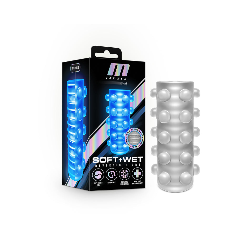 Blush M for Men Soft + Wet Reversible Orb Glow in the Dark Self-Lubricating Stroker Frosted