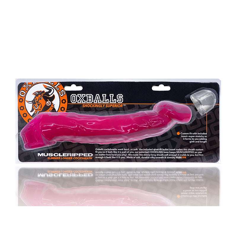 Oxballs Muscle Ripped Cocksheath - Ultimate Silicone Pleasure Enhancer Hot Pink