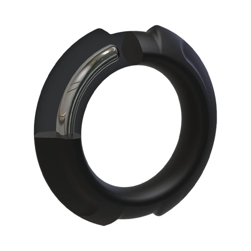 OptiMALE FlexiSteel Silicone, Metal Core Cock Ring 43 mm Black