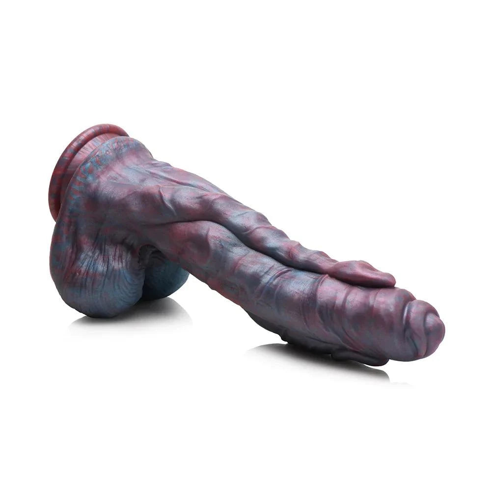 Creature Cocks Hydra Sea Monster Silicone Dildo in purple hue with three heads, premium silicone, strong suction cup base, and harness compatibility.