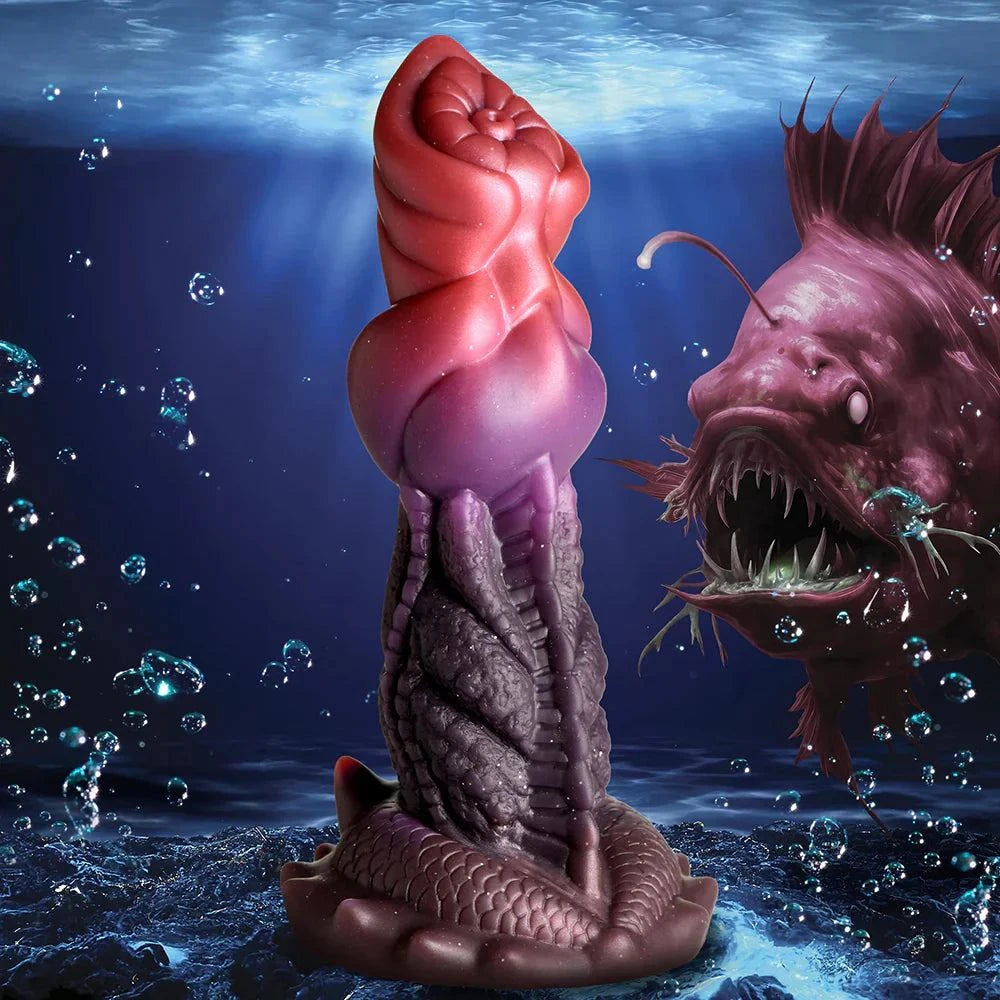 Creature Cocks Deep Diver Silicone Dildo with textured design and fantasy sea creature theme.