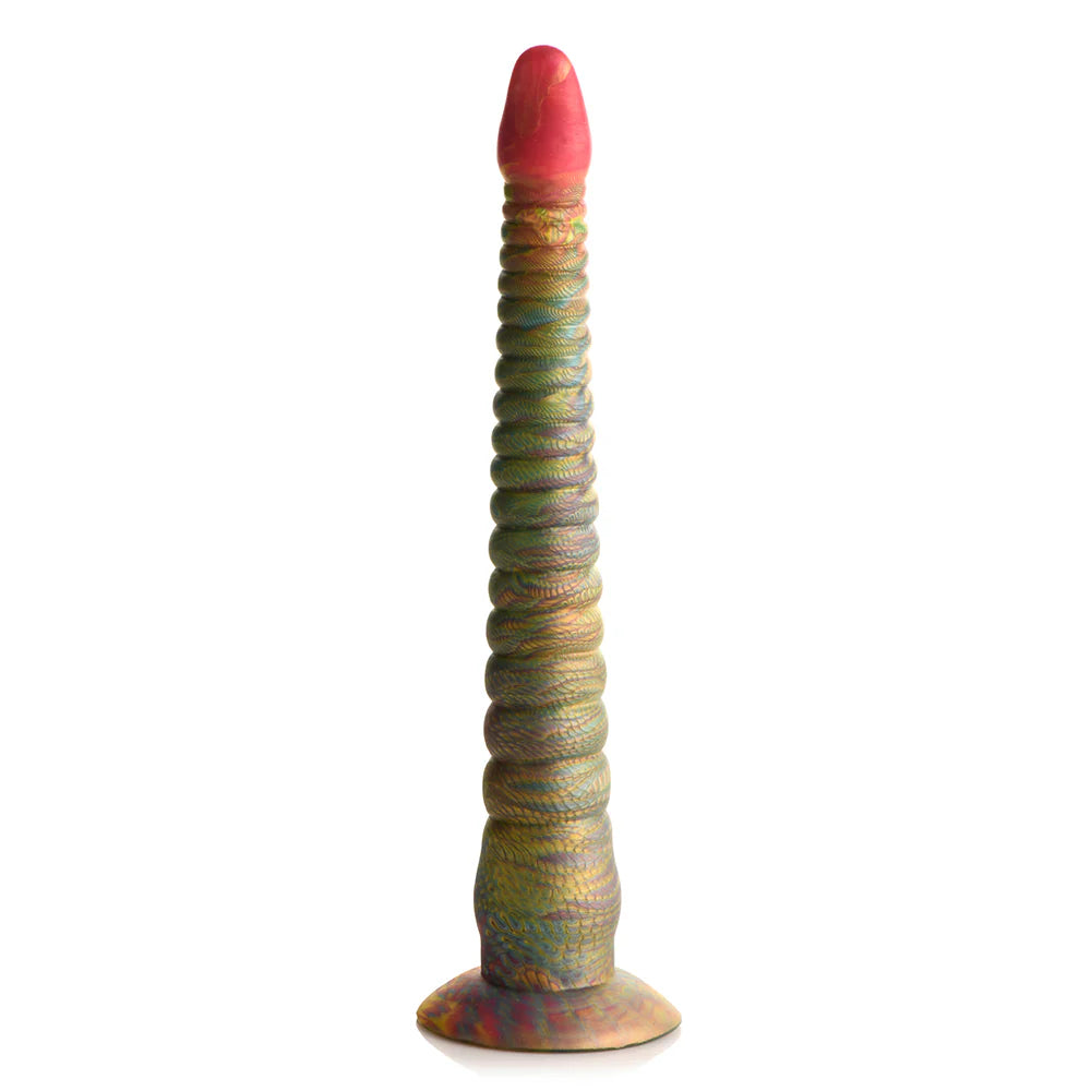 Colorful Creature Cocks Tenta-Dick Tentacle Silicone Dildo with ribbed shaft and suction cup base.