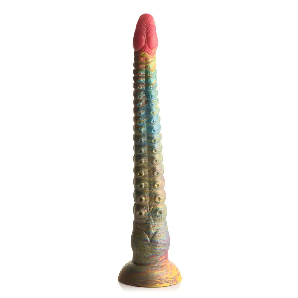 Creature Cocks Tenta-Dick Tentacle Silicone Dildo with colorful ribbed shaft and suction cup base.