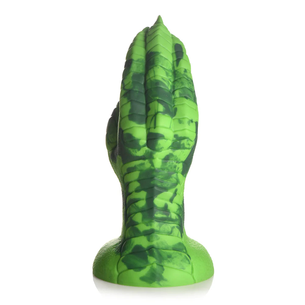 Creature Cocks Raptor Claw Fisting Silicone Dildo with textured green scales and long claws.