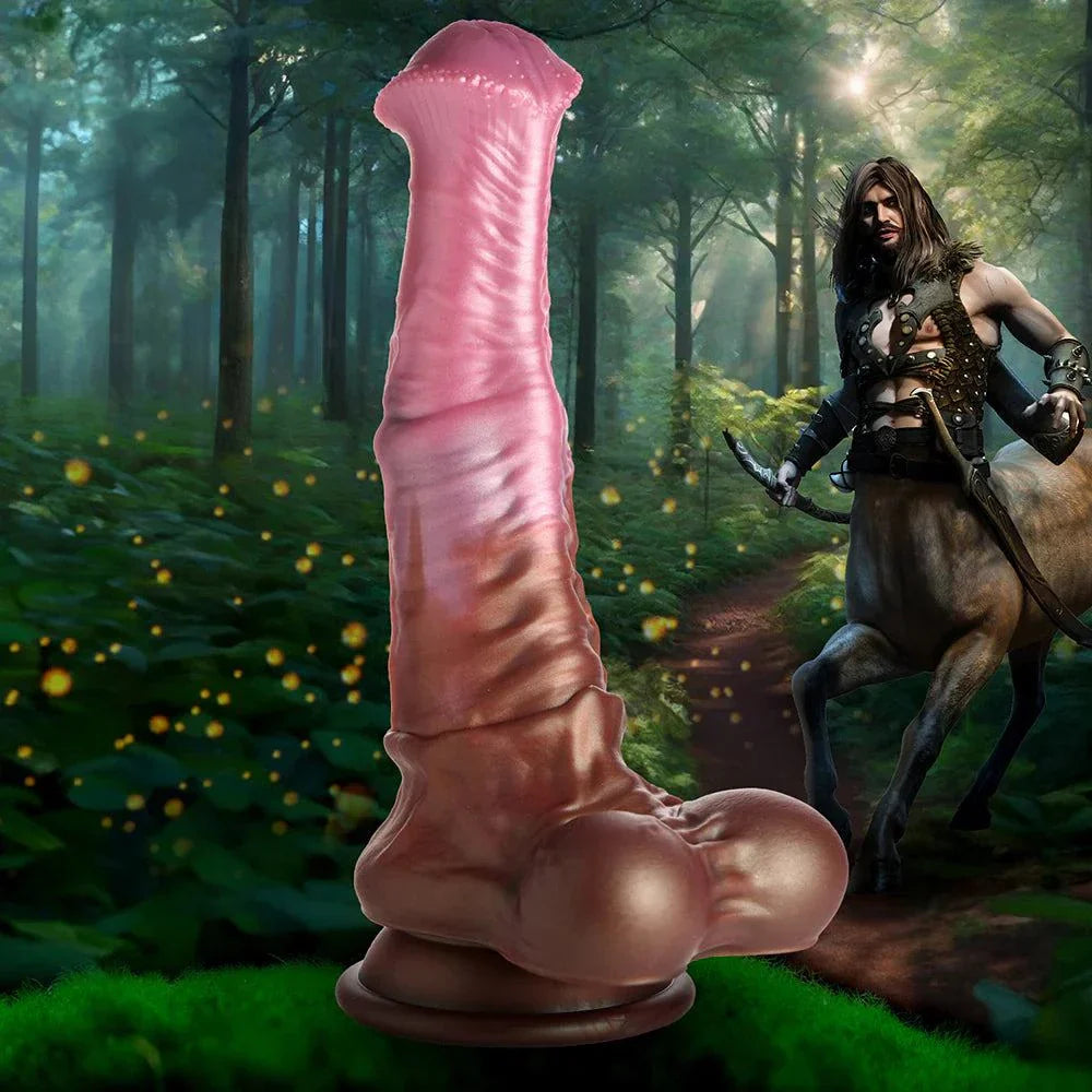 Creature Cocks Centaur Cock Silicone Dildo in a fantasy forest setting.