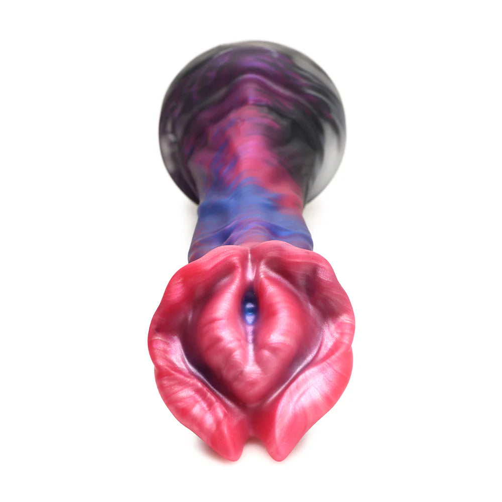 Creature Cocks Demogorgon Silicone Dildo with textured design and vibrant colors.