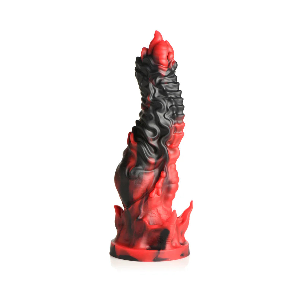 Creature Cocks Mephisto Silicone Dildo in black and red design with ridges and peaks.