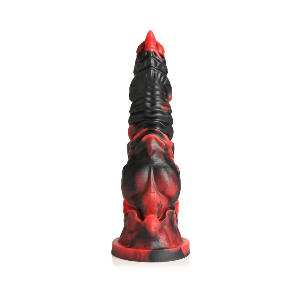 Creature Cocks Mephisto Silicone Dildo with ridged design and robust base for hands-free use.