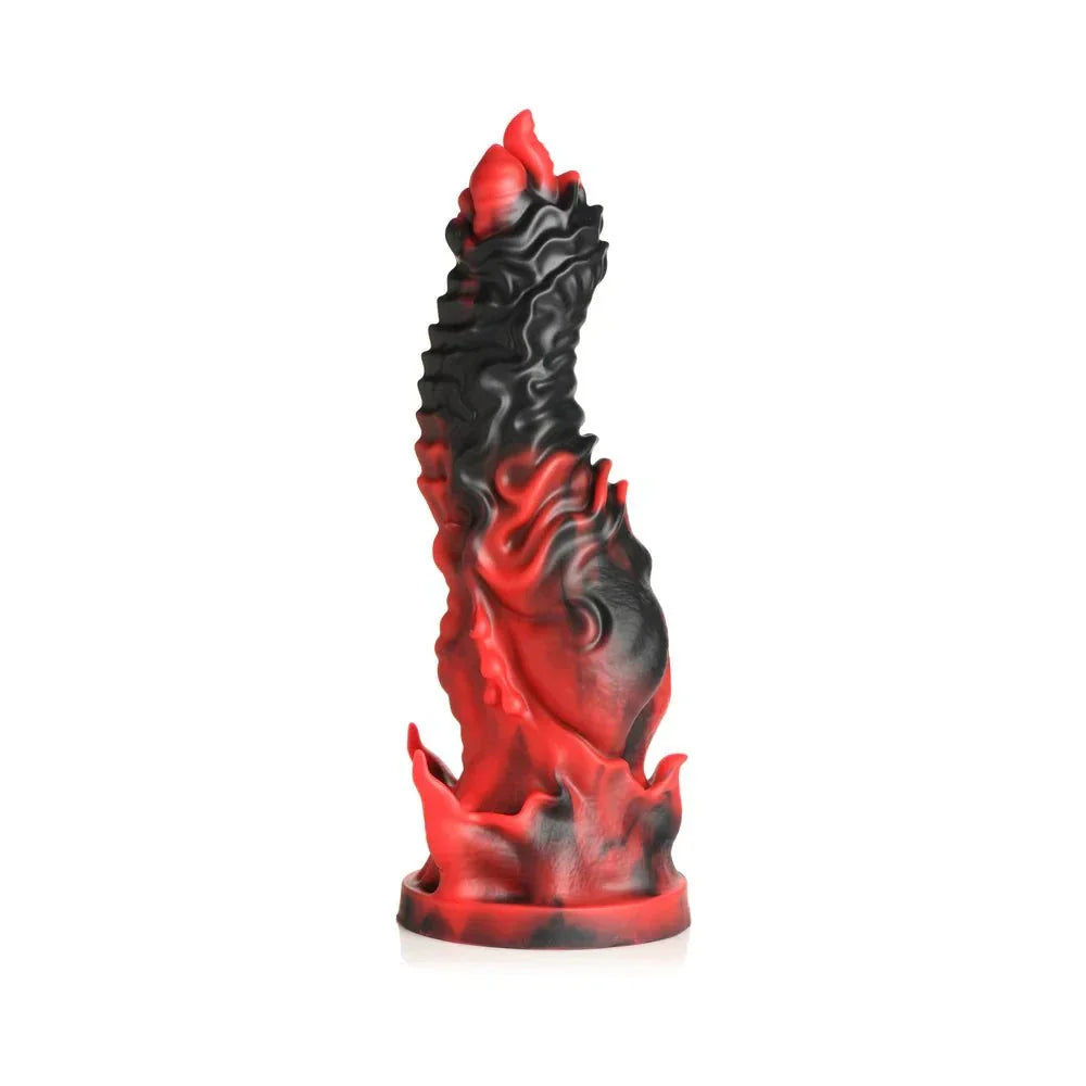 Creature Cocks Mephisto Silicone Dildo with ridges and red-black design.