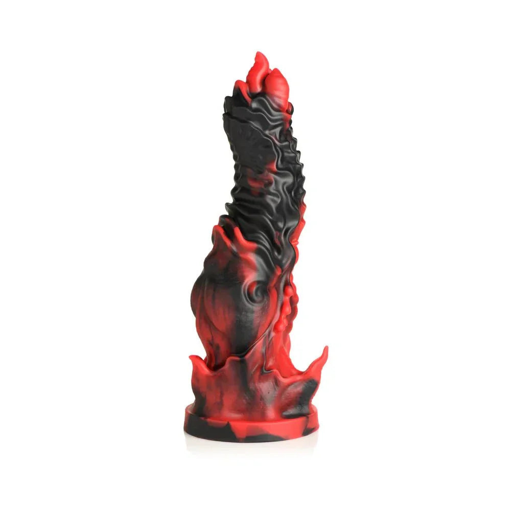 Creature Cocks Mephisto Silicone Dildo with textured design and red-black color scheme.