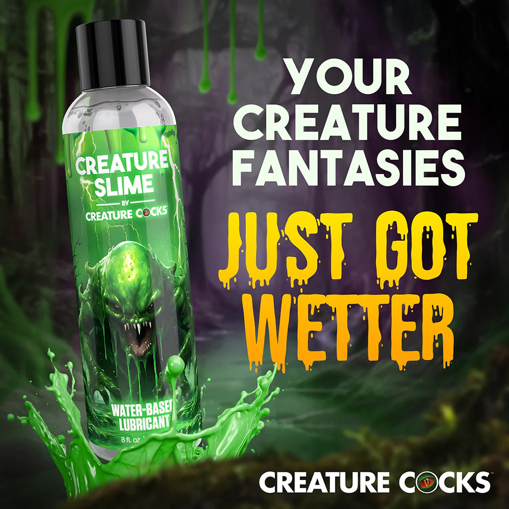 Creature Slime Water-Based Lubricant 8 oz bottle with green creature-themed packaging.