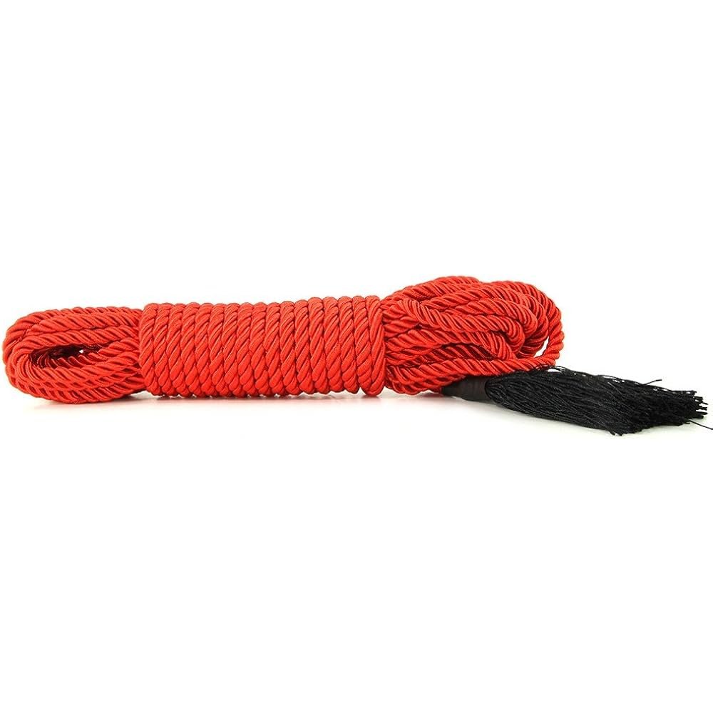Fetish Fantasy Deluxe Silk Bondage Rope in red, 32 feet length, soft silk material.