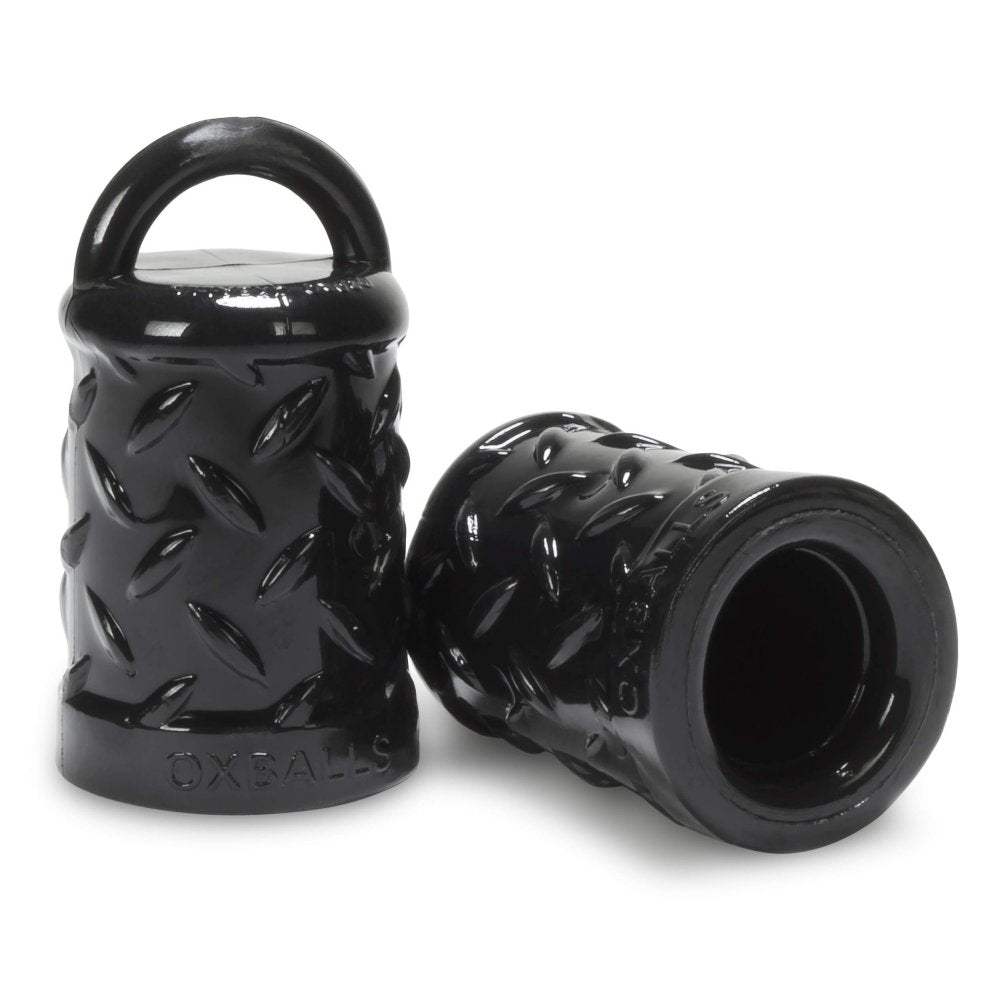 Black OxBalls Gripper Nipple Suckers with faux diamond plate detailing for intense nipple stimulation.
