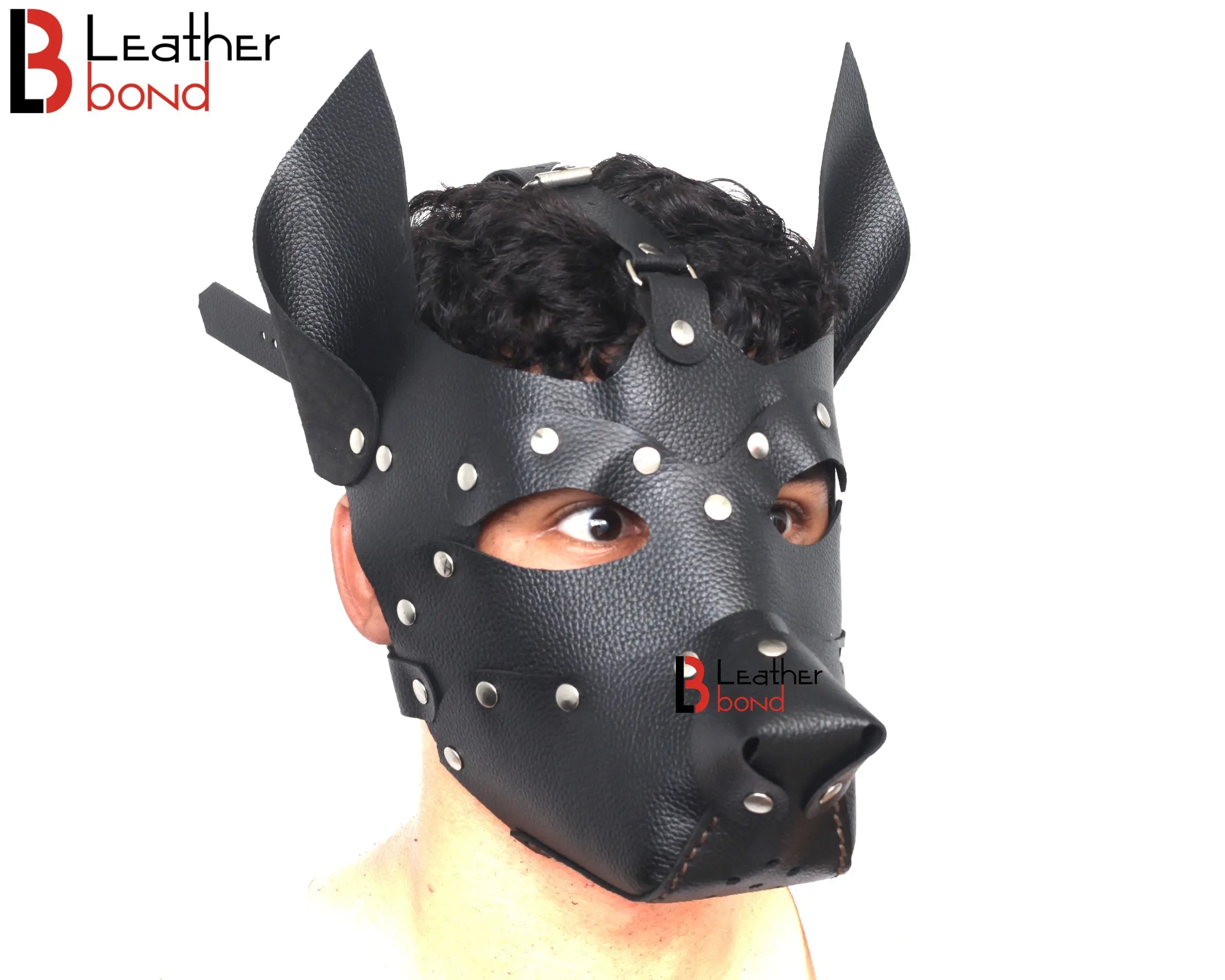 Genuine Cowhide Leather Puppy Dog Mask Hood Costume Reenactment Gear Puppy or Pet play Mask Handmade