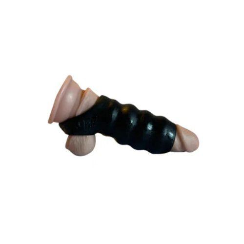 Oxballs Invader Cocksheath with textured wavy ripples in soft silicone blend.