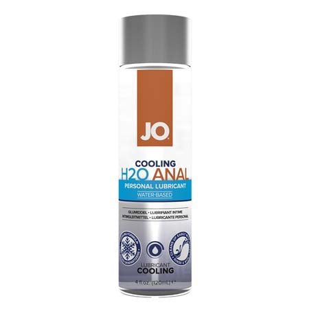 JO H2O Anal Cooling Lubricant, 4 oz, water-based lubricant bottle for anal play.