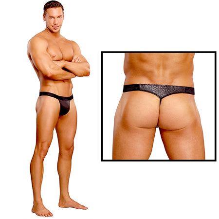 Black Male Power Cobra Micro V Thong, sleek design, snug fit, minimalist style.