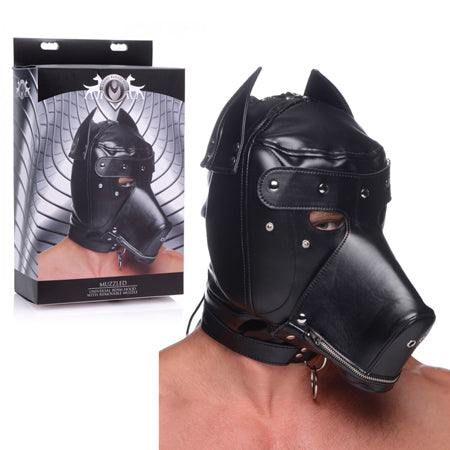 Master Series Muzzled Universal BDSM Hood with removable muzzle.