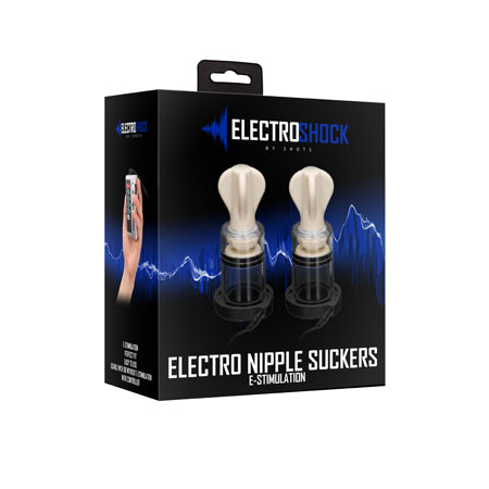 Remote-controlled white e-stimulation nipple suckers with suction pump for enhanced pleasure.