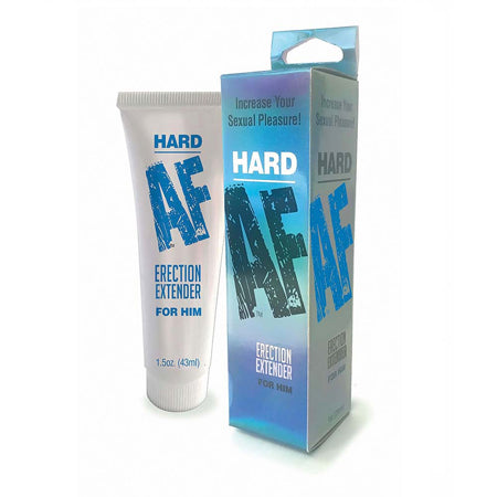 Erection extender cream packaging, Hard AF label, 1.5 oz tube.