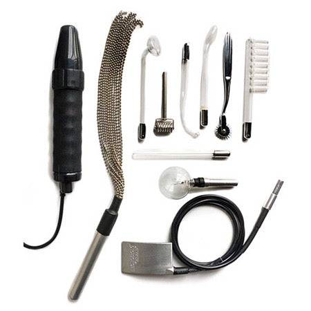 Kinklab Agent Noir Neon Wand Electrosex Kit with attachments and storage case.