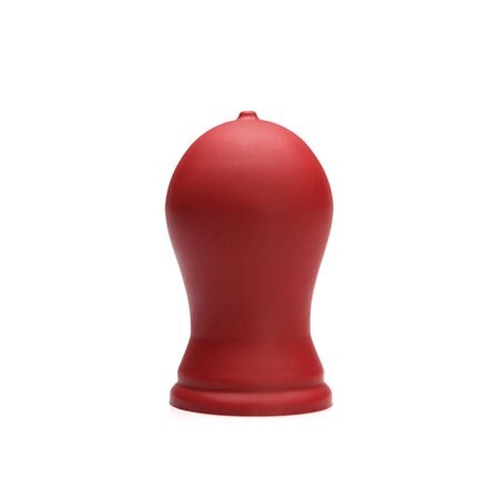 Tantus Tex XL Premium Silicone Plug in True Blood Red, body-safe anal toy for experienced users.