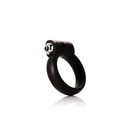 Tantus Vibrating Cock Ring, 2-inch black silicone sex toy with rechargeable vibrator.