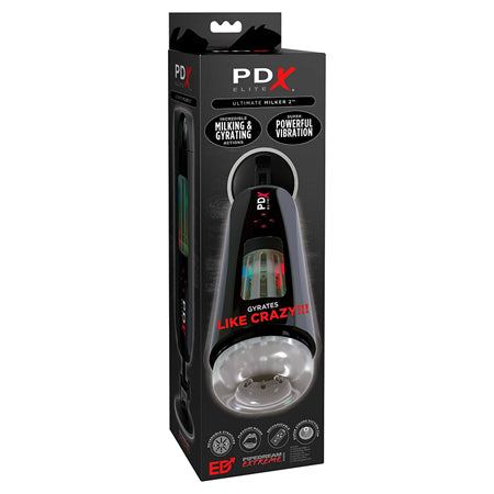 PDX Elite Ultimate Milker 2 automatic stroker with sleek design and customizable vibration modes.