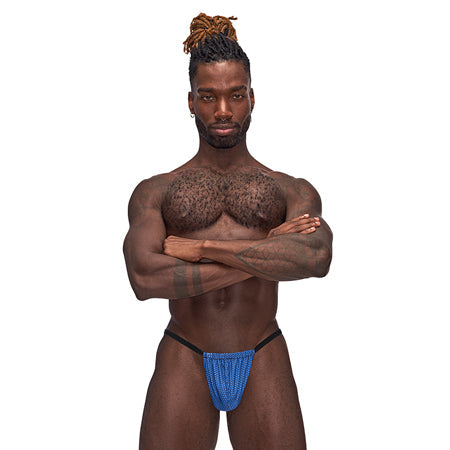 Male Power Sexagon Posing Strap, provocative G-string with hexagon-print fabric, adjustable pouch and plush waistband.