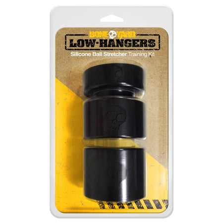 Boneyard Low Hangers Ball Stretcher Training Kit with three silicone ball stretchers in packaging.