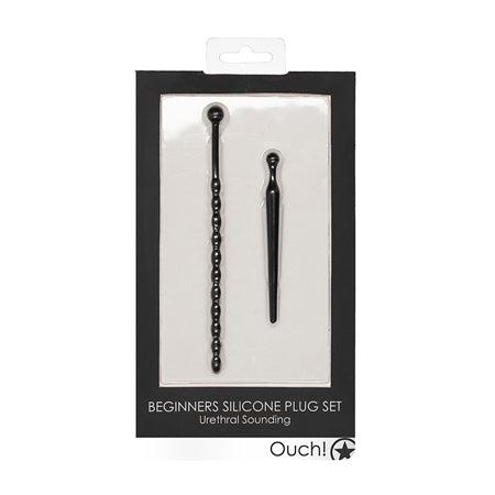 Ouch! Urethral Sounding Plug Set for Beginners - Black | Silicone 8 mm / 10 mm