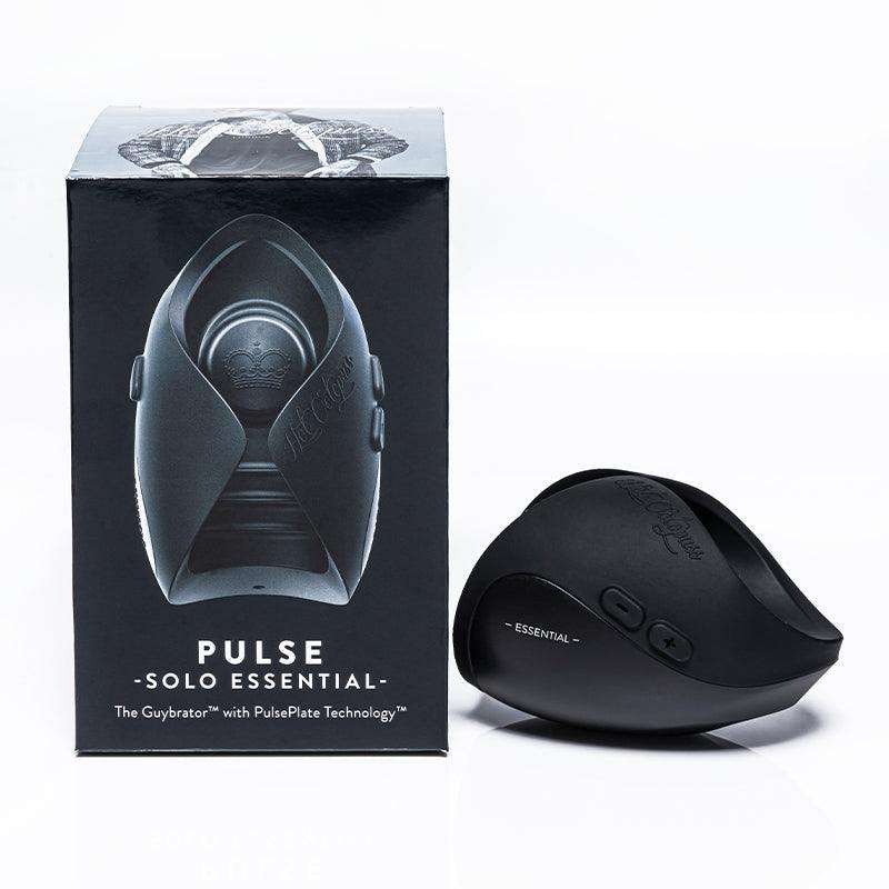 Hot Octopuss Pulse Solo Essential Rechargeable Vibrating Stroker Black with packaging.