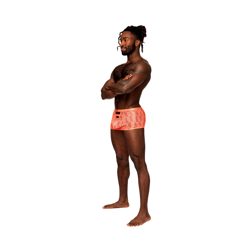 Male Power Rude Awakening Cheeky Cutout Shorts modeled, featuring bold design and vibrant color.