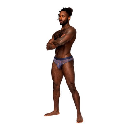 Male Power Sheer Prints Thong showcasing bold optical design.