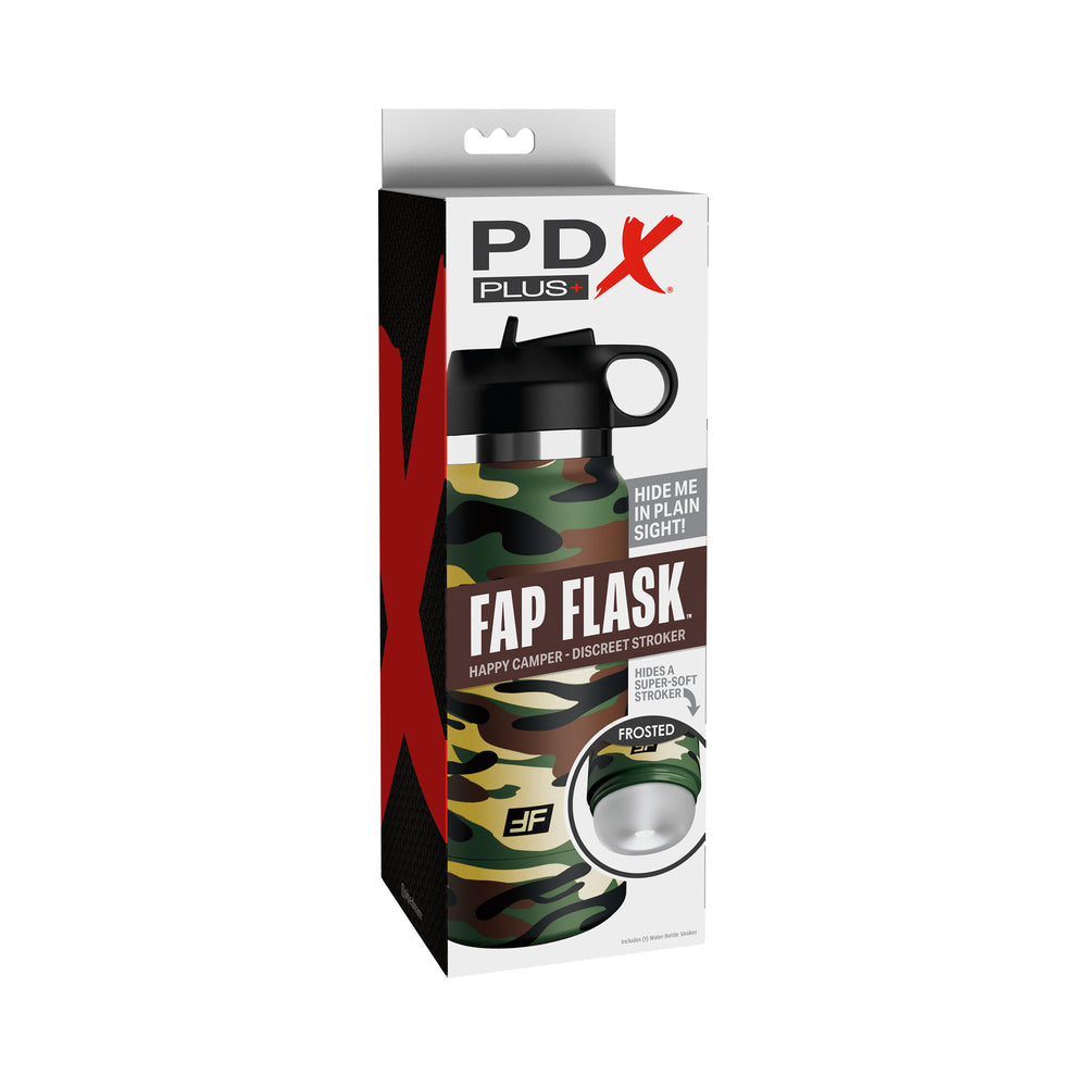 PDX Plus Fap Flask Happy Camper Discreet Stroker Camo Frosted