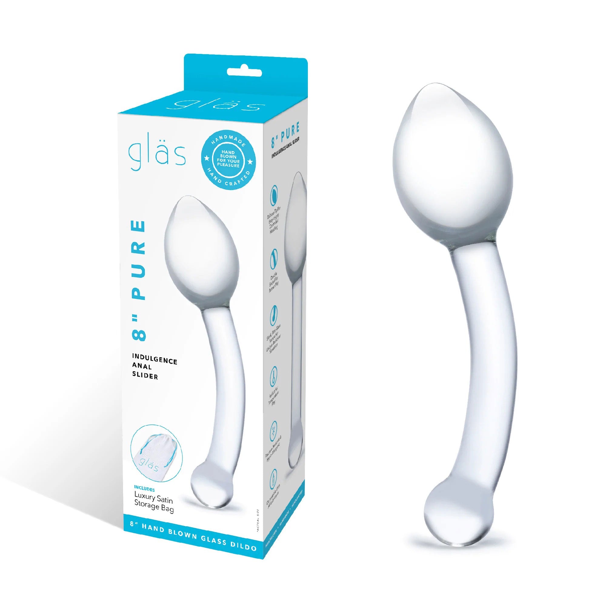 Glas 8 in. Pure Indulgence Anal Slider Prostate Stimulating Glass Dildo