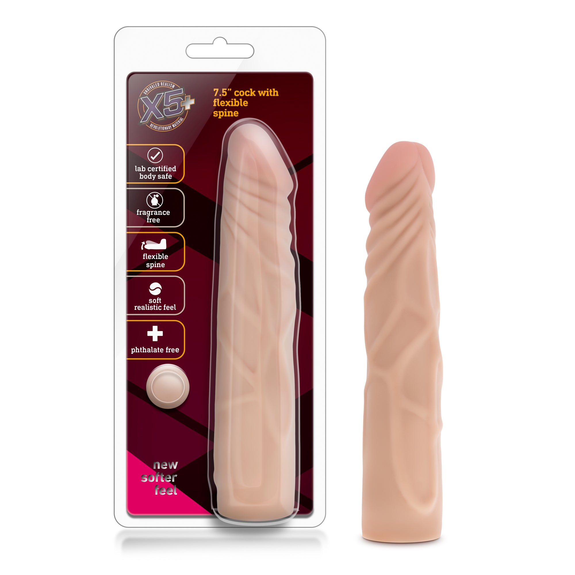 X5 Plus Realistic 7.5 in. Posable Dildo Beige